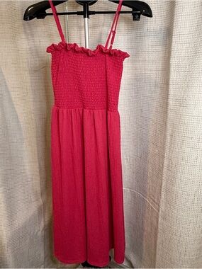H&M Hot Pink Smocked Sundress with Ruffle Top